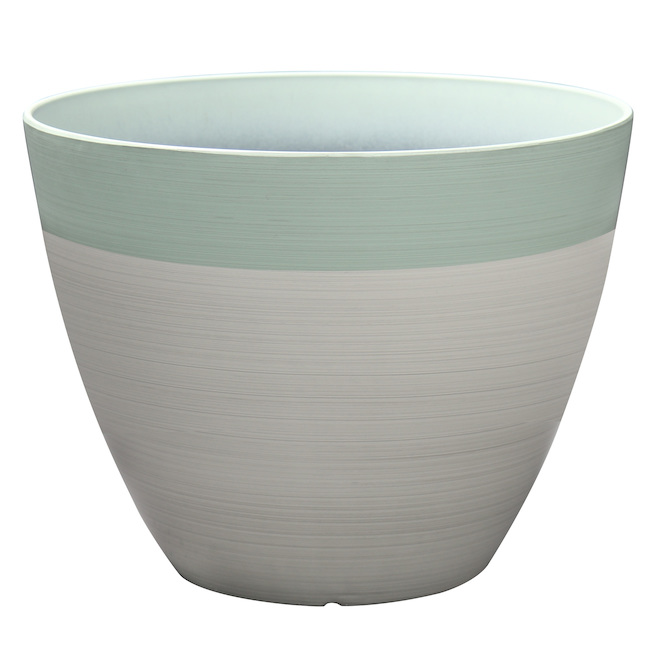 Allen + Roth Planter 14.1-in Brushed Resin Green and Beige
