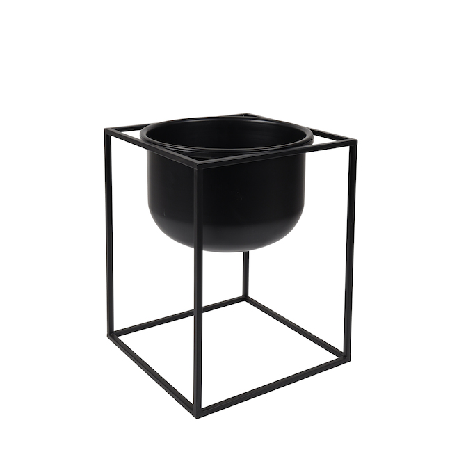 Allen + Roth 1-Pack 12.25-in W x 17.25-in H Black Metal Planter