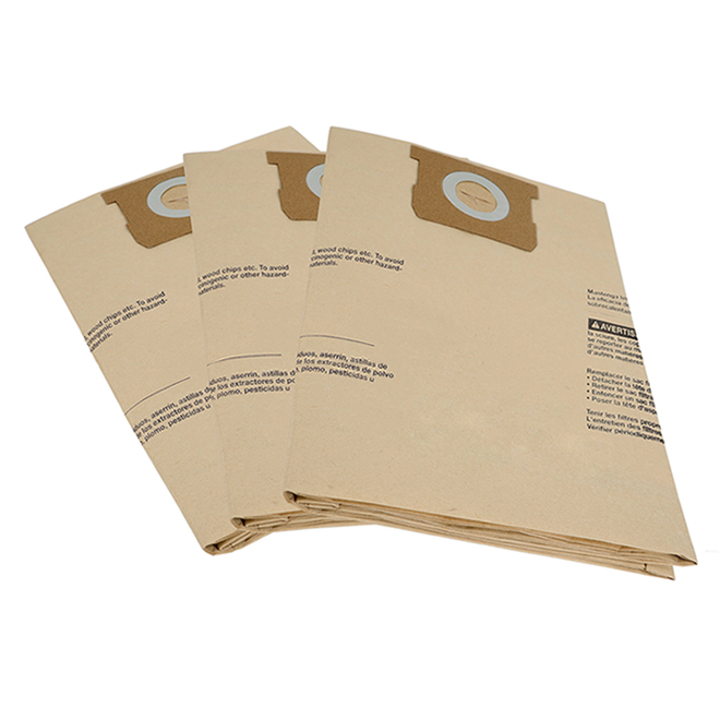 Sac filtrant en papier Dewalt pour aspirateur sec et humide de 4 à 8 gal, paquet de 3