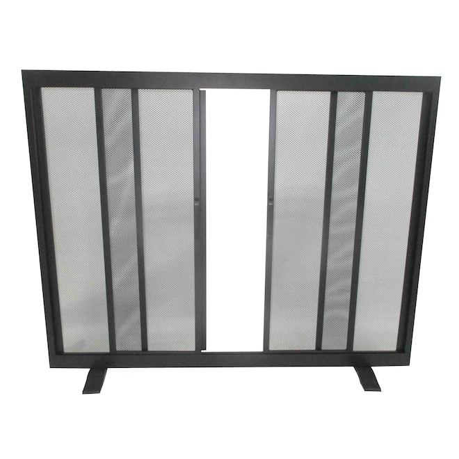 Style Selections 38.9-in Black Powder Coated Steel Flat Twin Fireplace Screen