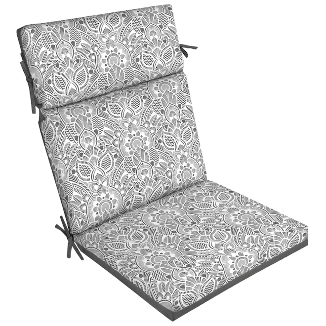 Bazik 1-Piece Grey Tybalt Damask Patio Chair Cushion 20 x 24-in