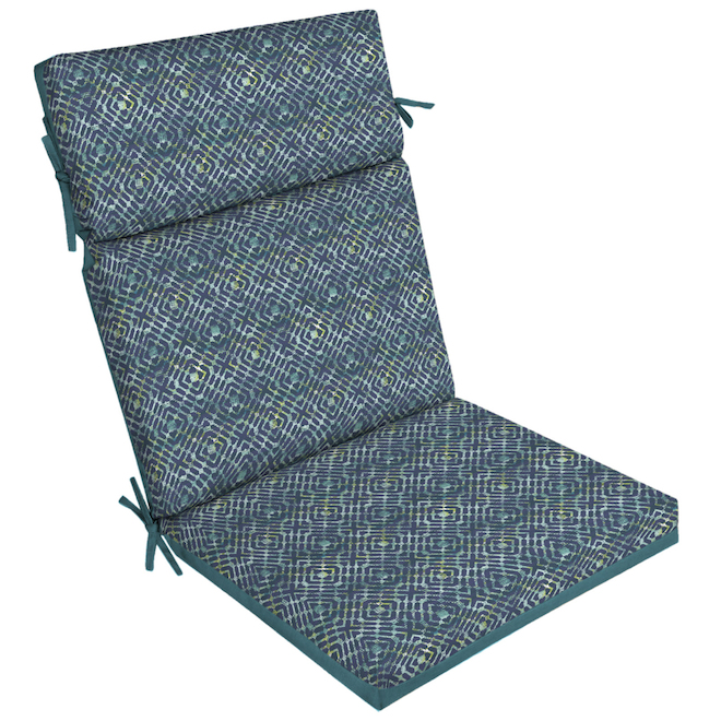 Bazik 1-Piece Hadrian Tile Blue Geometric High Back Patio Chair Cushion 20 x 21-in