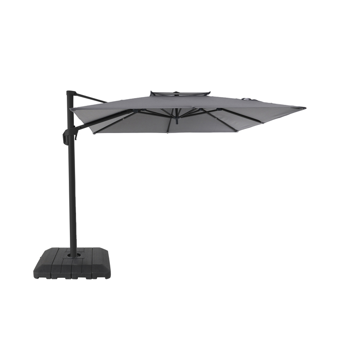 allen + roth 10-ft Dark Grey Offset Patio Umbrella with Crank Mechanism and Base Included