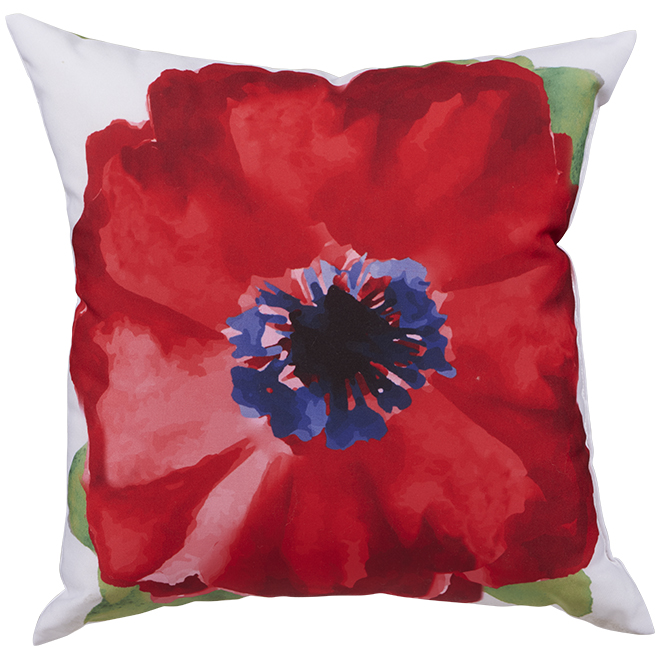 Garden Treasures Vinehaven Polyester Pillow - Floral Motif - 16-in x 16-in - Red