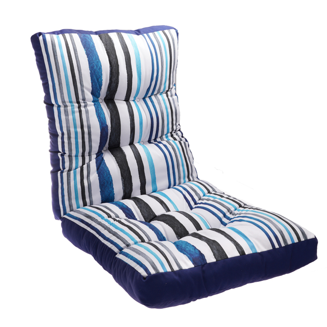 Style Selections High Back Patio Chair Cushion 46 In Striped Blue 2779529 Réno Dépôt - High Outdoor Patio Chairs