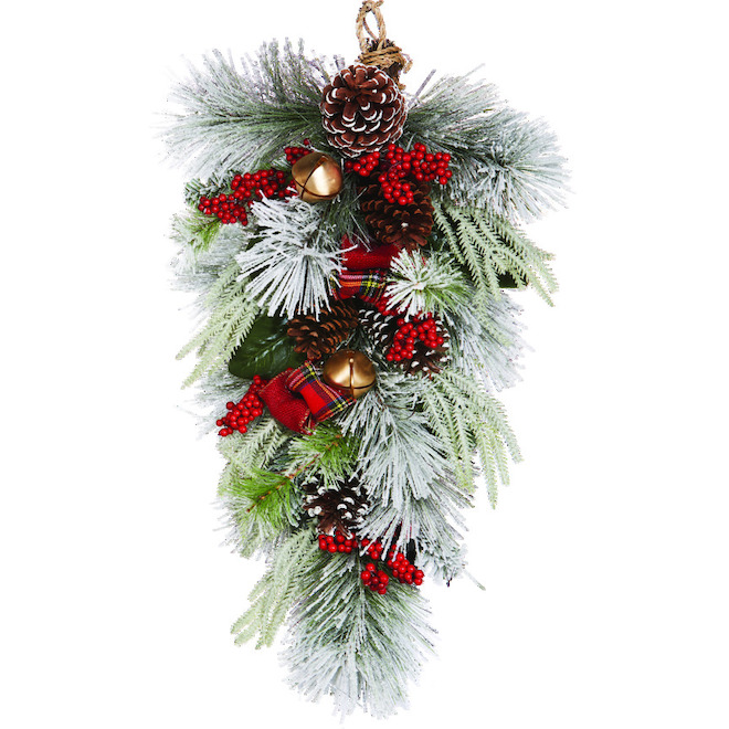 HOLIDAY LIVING Dansons Decorated Teardrop Wreath - 30-in - 73 Branch ...