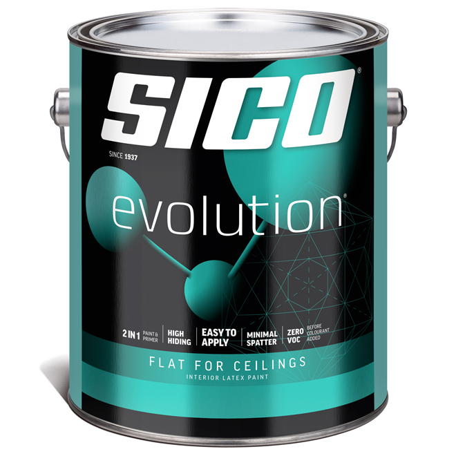 SICO Evolution White Latex Flat for Ceilings Paint and Primer 3.78-L