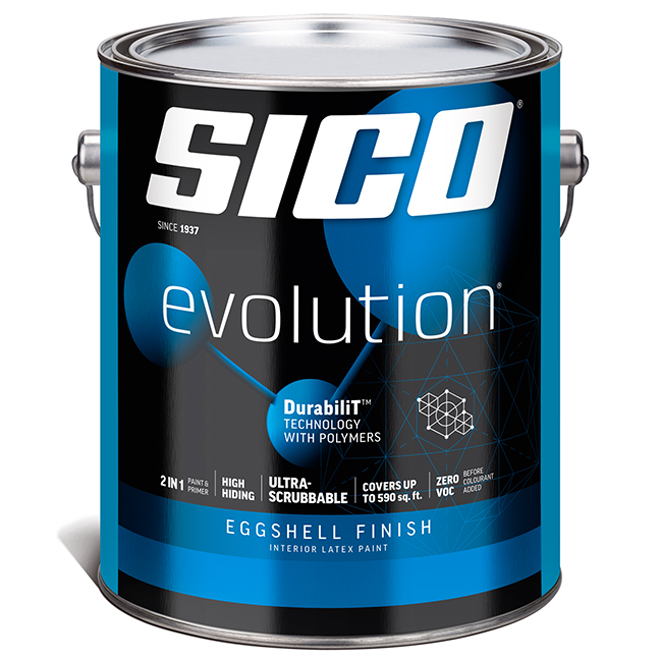 SICO Evolution Pure White Eggshell Finish Interior Paint and Primer 3.78-L