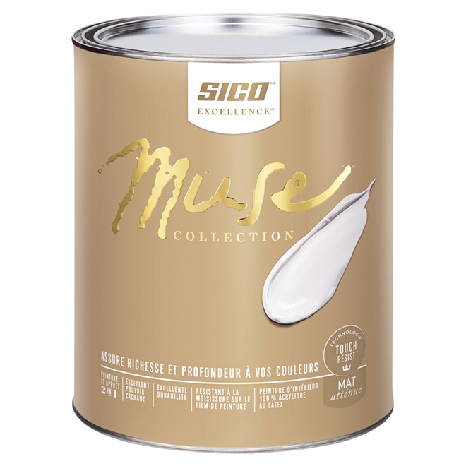 Peinture et apprêt d'intérieur SICO Muse au latex, mat atténué, 946 ml, base 3