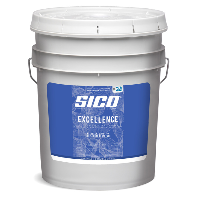 SICO Excellence Interior Paint and Primer - 100% Acrylic - Eggshell Finish - 18.9-L - White