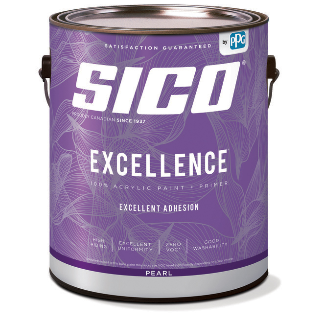 SICO Excellence Interior Paint and Primer - 100% Acrylic - Pearl Finish - 3.78-L - White