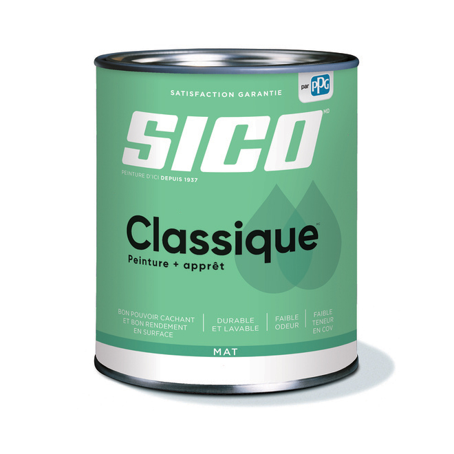 Peinture et apprêt d'intérieur SICO Classique en latex, fini mat, 946 ...