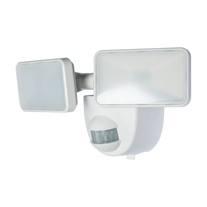 Lumière de sécurité à deux têtes Globe Electric DEL détecteur de mouvement  180 degrés 1250 lm noir HZ-5846-BK