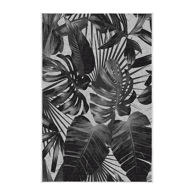 Tapis extérieur Korhani Studio, polyester, 6,5 pi x 7,9 pi, palmier gris