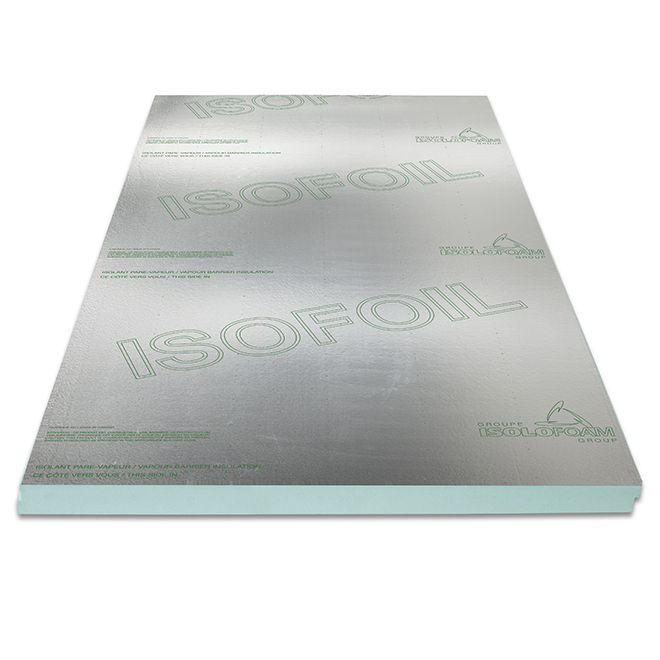 Isofoil Vapour-Barrier Insulation Panel - Expanded polystyrene - 8-ft x 4-ft x 3-in - Green Isolofoam
