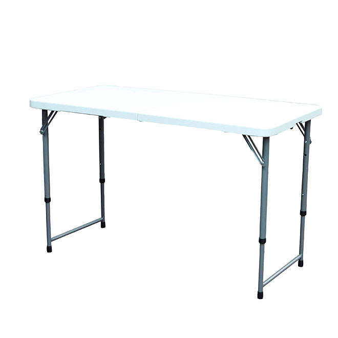 Table pliante Enduro, cadre en acier, plastique, blanc, 24 po L. x 48 po l. x 22 1/4 po H.