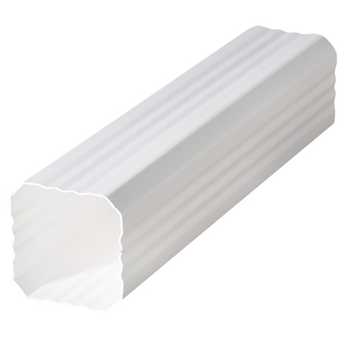 Tuyau de descente pour gouttière carrée K-Snap de Plastmo en vinyle blanc de 120 po x 2 1/2 po