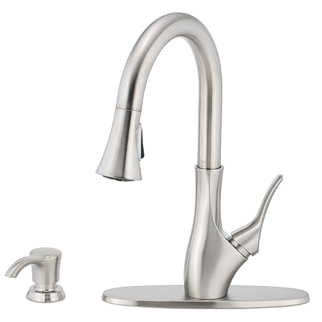 Pfister Tegley 1-Handle Pull-Down Kitchen Faucet and Soap Dispenser - Stainless Steel