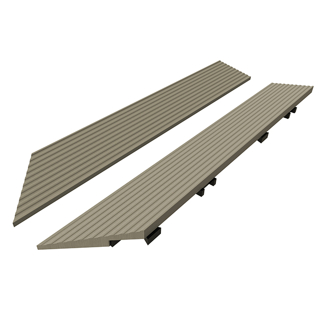 Outward Edge for Tile - 2" x 14" - Composite - Light Grey