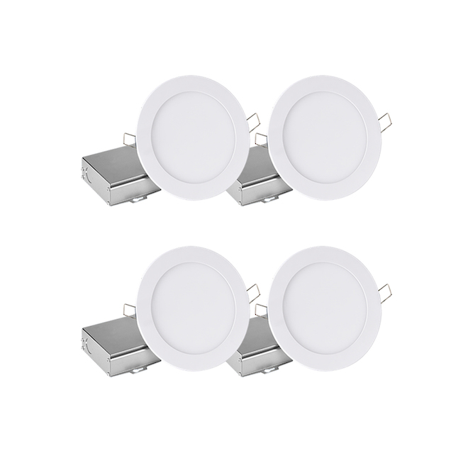 Luminaires DEL encastrés ultra-minces Leadvision avec boîte de jonction séparée, 3 po, blanc, 4/pqt