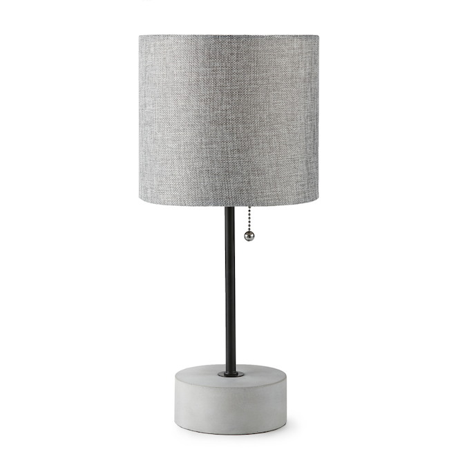 Allen + Roth Table Lamp Bronze and Grey Concrete Base 16.5-in