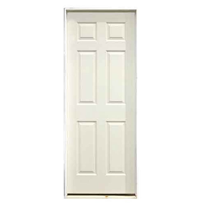 Metrie Prehung Interior Door - Traditional 6-Panel Hollow Core - Primed Hardboard - 30-in W x 80-in H