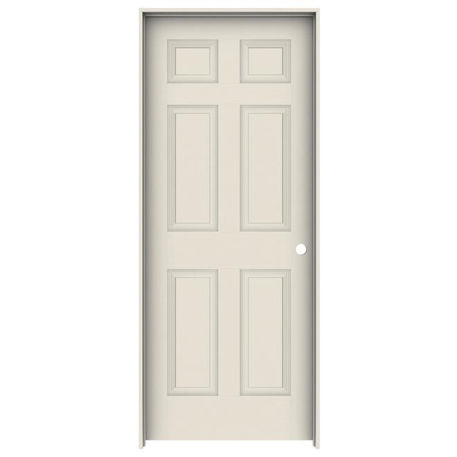 Metrie Prehung Interior Door - Traditional 6-Panel Hollow Core - Primed Hardboard - 32-in W x 80-in H