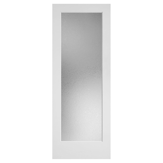 Porte française en MDF blanc Metrie avec panneau de verre translucide de 30 po x 80 po x 1 3/8 po