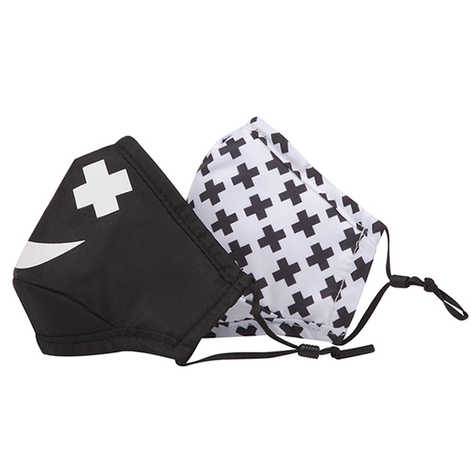 Masques en tissu pour enfants Swiss Mobility, coton/polyester, noir/blanc, paquet de 2