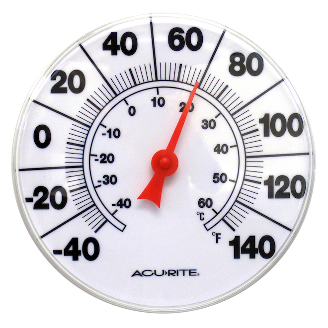 Thermomètre de base AcuRite intérieur et extérieur, 8 po, blanc