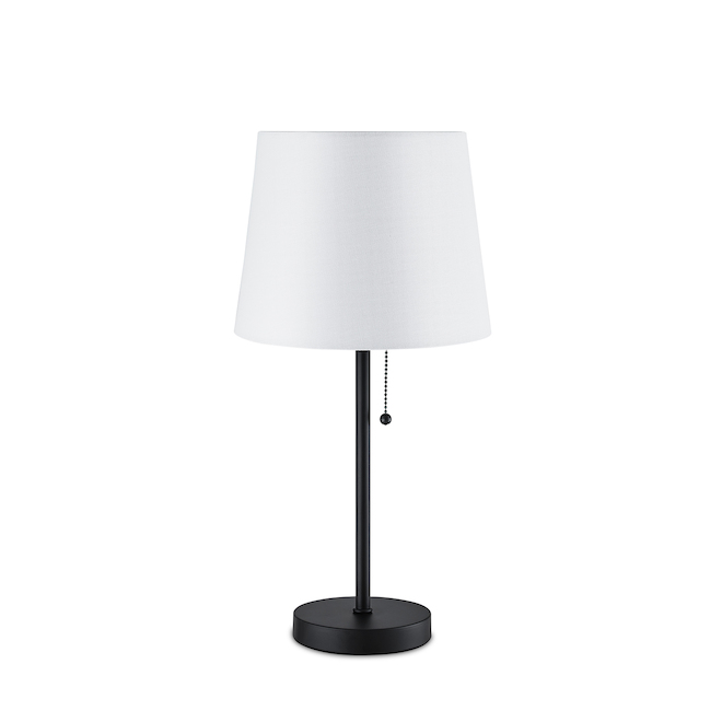 Allen + Roth Table Lamps - 20-in - Metal/Fabric - Black/White - Set of 2