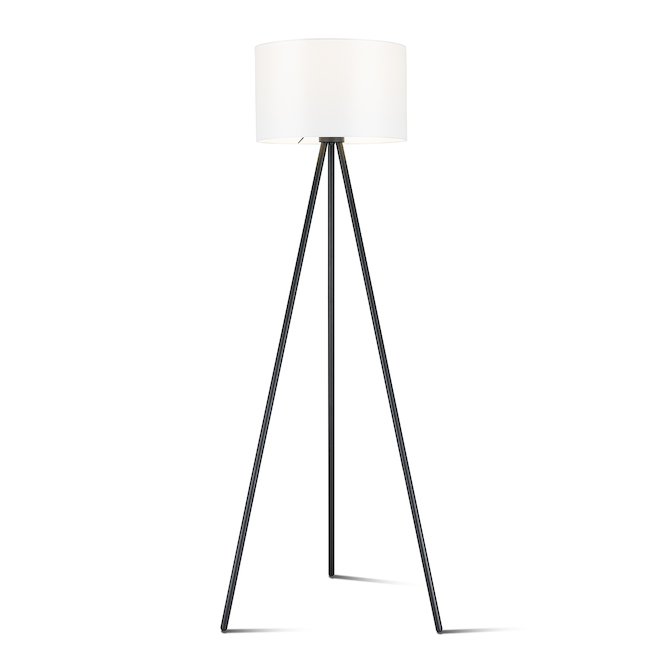 Allen + Roth Mid-Century Tripod Floor Lamp - 61.5-in - Metal - Black and White