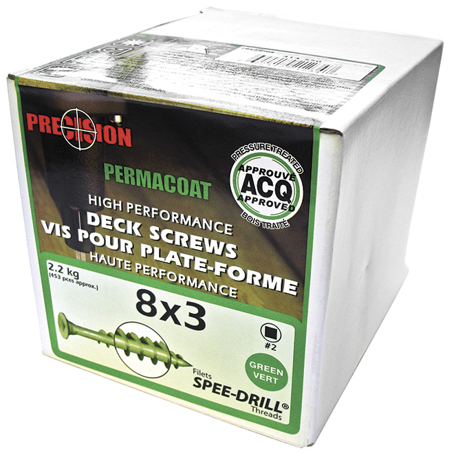 Precision Deck Screws - #8 x 3" - Green - 453/Box