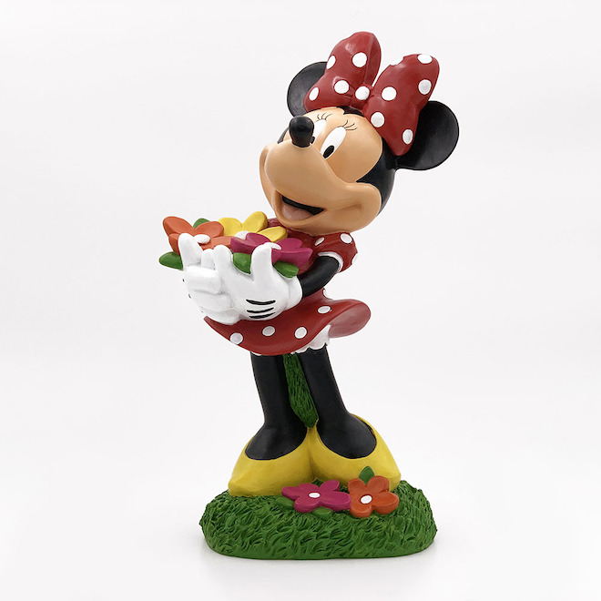 Statue de Minnie Mouse avec fleurs, résine, 14 po