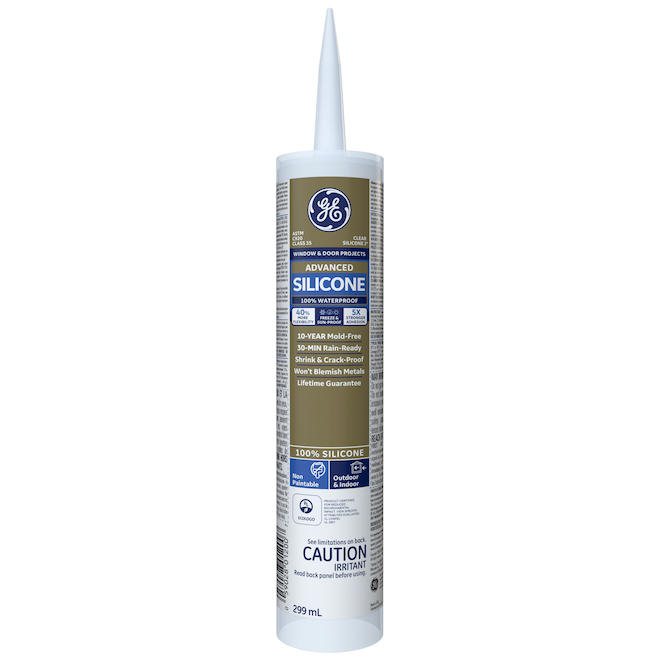 GE Advanced 299-ml Clear Silicone Sealant for Doors and Windows