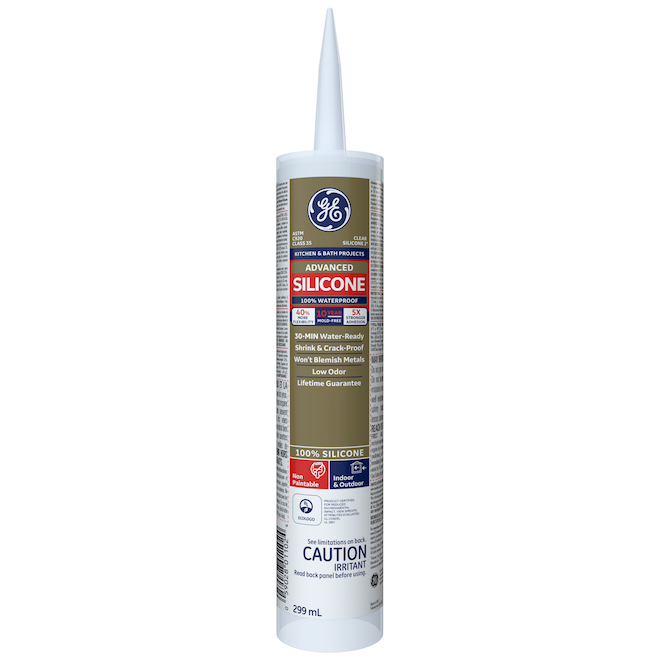 GE Advanced 299-ml Clear Silicone Sealant for Kitchen and Bathroom