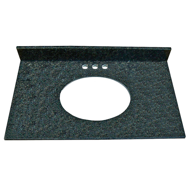 Dessus de meuble-lavabo noir d'aspect granite Luxo Marbre, précoupé pour lavabo ovale, 49 po l. x 22 po p., entraxe 4 po