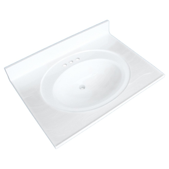 Luxo Marbre White Vanity Top Synthetic Marble and Oval Sink 31-in x 22-in
