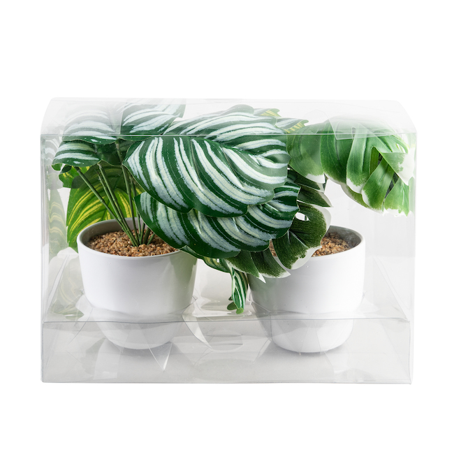 Danson Decor 7.5-in H Green Artificial Potted Philodendron Plants - Set of 2
