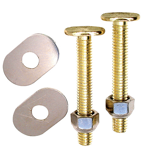 Master Plumber Closet Bolts - Plated Brass - Toilet Mounting Sets - 5/16-in D x 2 1/4-in L - 2 Nuts - Metal