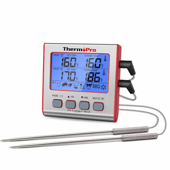 Thermomètre numérique à deux sondes indépendantes ThermoPro, rouge TP17W
