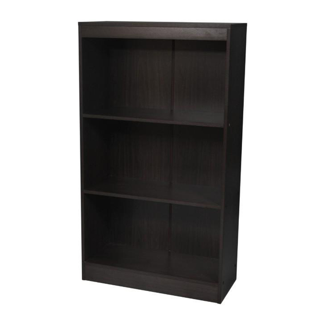Uberhaus 3-Shelf Bookcase - Melamine - 27 x 12 x 48-in - Brown-Black
