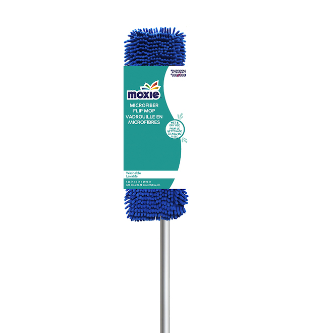 Vadrouille en microfibre pour nettoyage à sec et humide par Moxie, 22 po,  bleu 7014XL