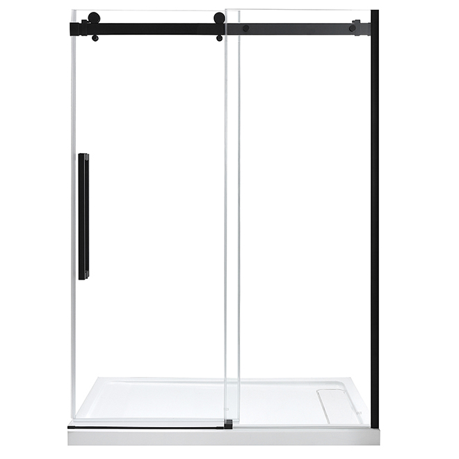 Ove Decors Sierra 78 3/4-in x 60-in Frameless Sliding Tempered Clear Glass/Black Matte Finish Shower Door