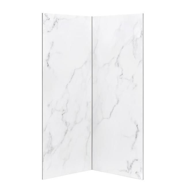 Panneau de douche d'angle Ove Decors Arroyo 31 po x 74 po, marbre blanc, paquet de 2