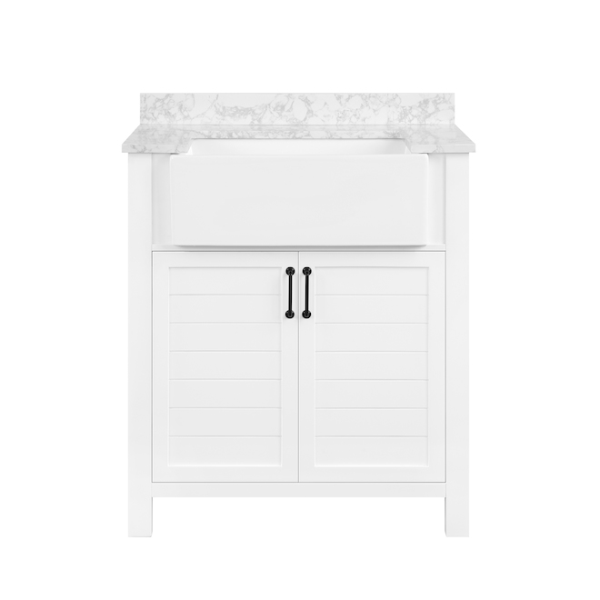 OVE Decors Cress 30-in White Vanity with Farmhouse Style Sink