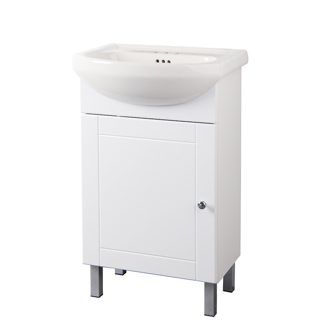 Project Source 20-in 1-Door White Elevated Vanity with Sink