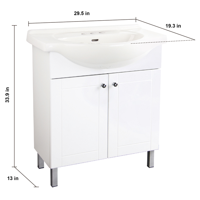 Project Source 30in 2Door White Elevated Vanity with Sink YG30W RénoDépôt