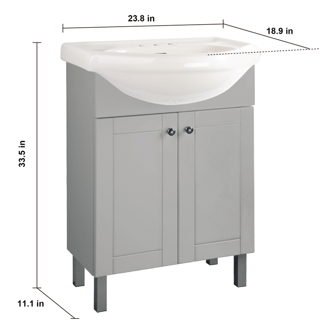 Project Source 24-in Gray Single Sink Bathroom Vanity with White