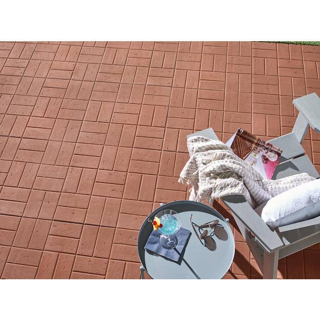 DECOR PRECAST Oldcastle Square Patio Stone Concrete Red 24 x 24 x 2